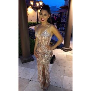 Rose gold sequin long dress